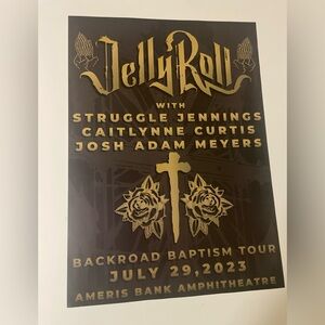 JELLY ROLL Backroad Baptism Tour Concert Poster Struggle Jennings July 29, 2024